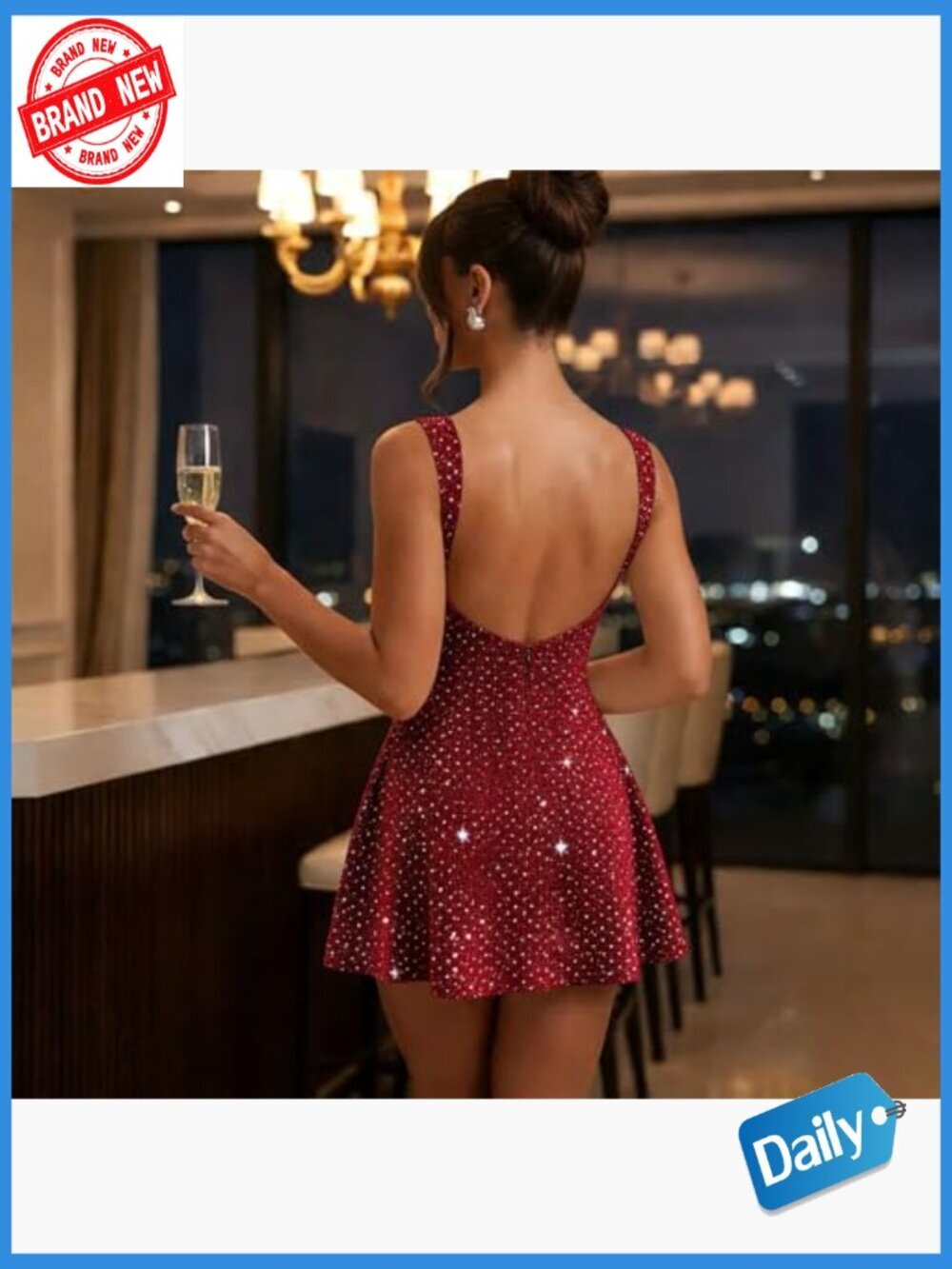 Sexy Backless Mini Dress Sleeveless Off Shoulder Party Club Night Out - Picture 7 of 7